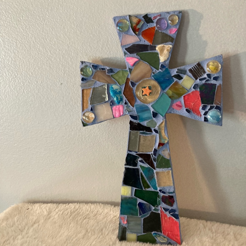 Mosaic Glass Cross Wall Art   13”x 8”